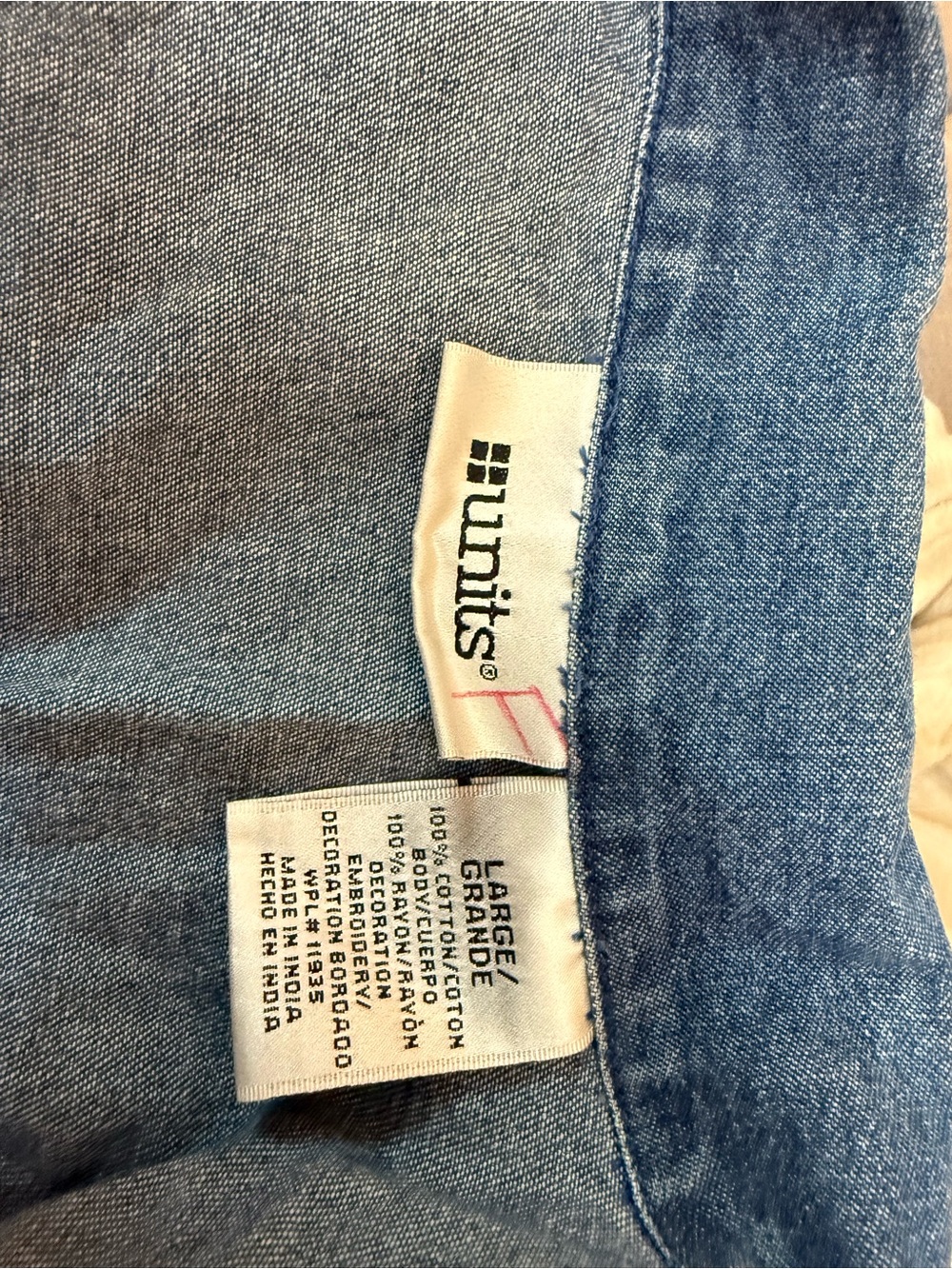 Embroidered Blue Denim Button-Down Vest - Picture 7 of 8